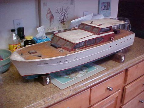 Vintage Sterling Rc Chris Craft Motor Yacht Boat Wood Model Toy