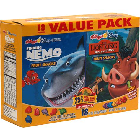 Kelloggs Fruit Snacks Disney Finding Nemo And The Lion King Bug