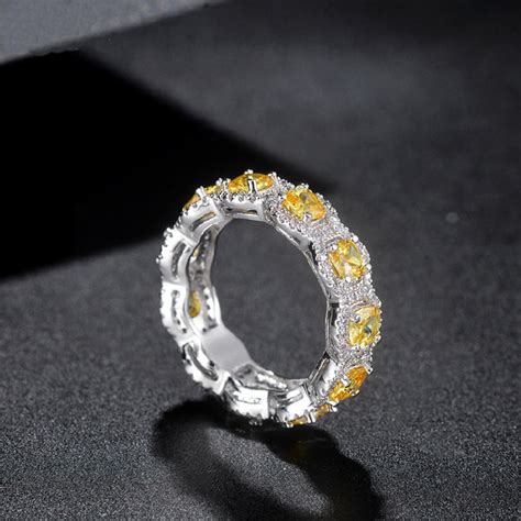 Kylie Jenner Signature Eternity Band Ring In Square Canary Bijouterie