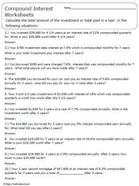 A collection of past paper questions on simple and compound interest compiled from igcse mathematics 0580 past papers from 2010 to 2019 all 0580/42/m/j/17 question 2) and answer from marking scheme is also given. Compound Interest Worksheet Pdf - worksheet