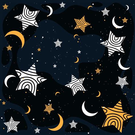 Stars And Moon In Dark Blue Sky Seamless Pattern 4967390 Vector Art At