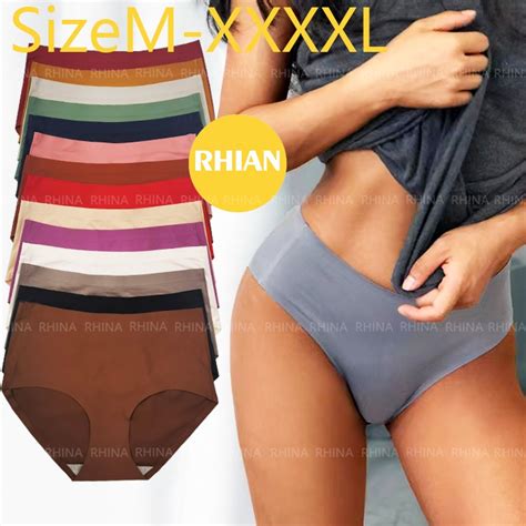 rhian plus size m xxxxl seamless panty for women ice silk panties sexy mid rise ladies underwear