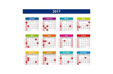 2017 Calendar Holidays Holiday Calendar Calendar Vector Calendar