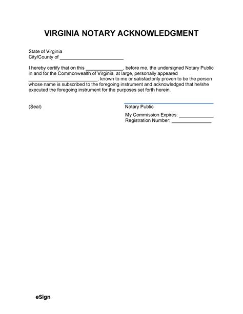 Free Virginia Notary Acknowledgment Form Pdf Word