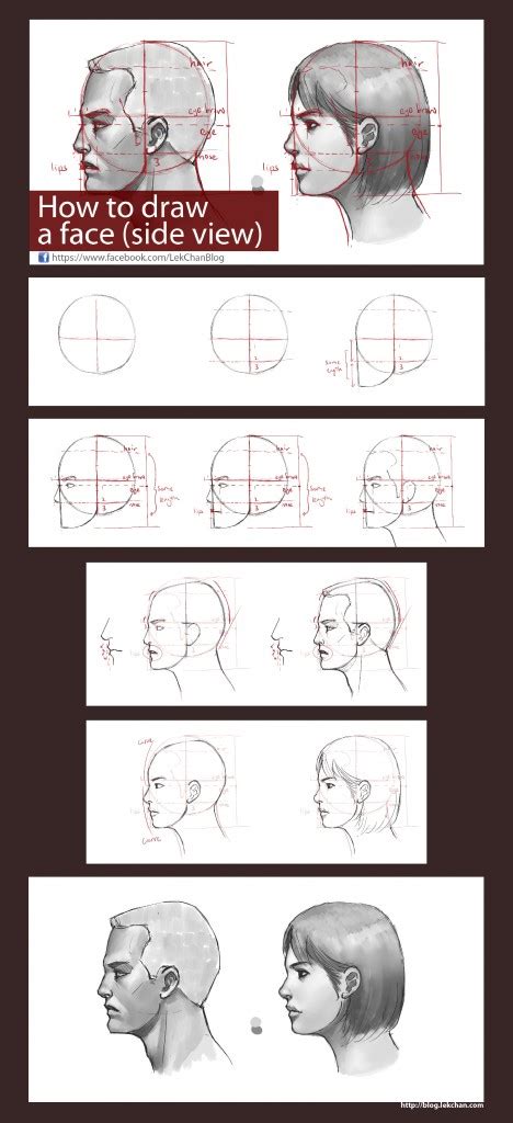 How To Draw A Face Side View Lek Chanlek Chan