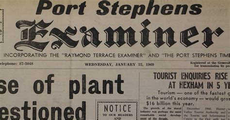 From The Archives Of The Port Stephens Examiner January 22 1969