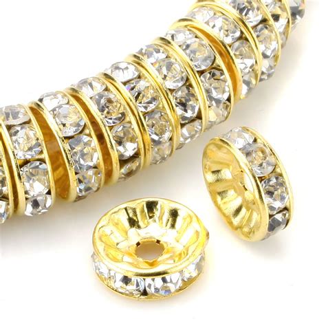 Beadnova 100pcs 6mm Gold Plated Crystal Rondelle Spacer Beads For