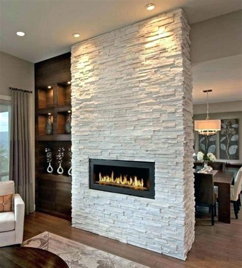 Stone Fireplace With Wood Mantle Modern Stone Fireplace Stacked