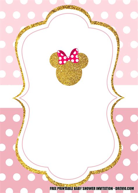 Minnie mouse baby shower games, minnie mouse baby shower, minnie mouse diaper raffle, minnie baby shower game, minnie shower bundle. FREE Minnie Mouse Pink and Gold Invitation Templates ...