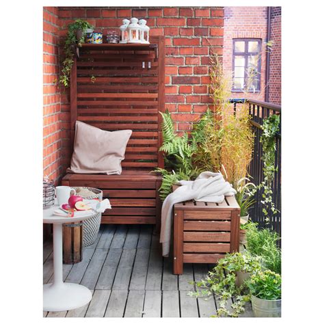 Ikea ÄpplarÖ Storage Bench Outdoor Brown Stained Small Balcony