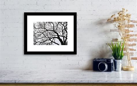 Original Abstract Black And White Landscape Trees Art Painting Print