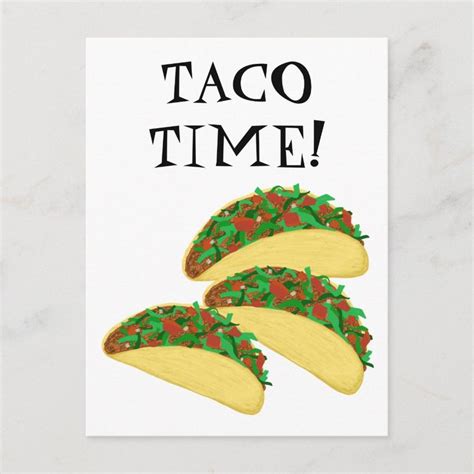 Taco Time Delicious Tacos Illustration Postcard Zazzle Taco Time