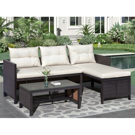 Clearance 3 Pieces Patio Furniture Sectional Set Outdoor Furniture
