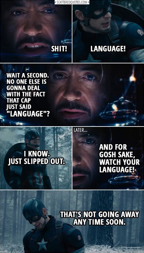 Quote From Avengers Age Of Ultron 2015 Tony Stark Shit Steve