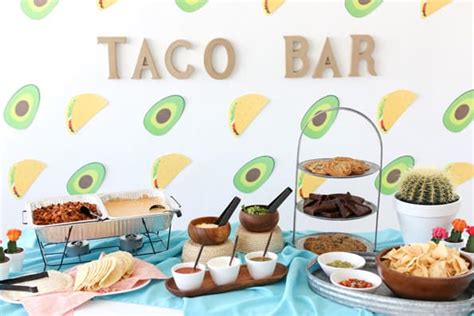Just lay out all the ingredients on your table and voila, you've got a festive taco bar for you and your. Graduation Party Idea