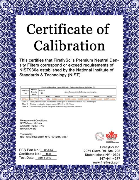 Hf Series Vis Photometric Accuracy Calibration Standards 400 700nm
