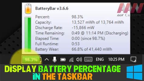 How To Display Battery Percentage In The Taskbar On Windows 10 Youtube