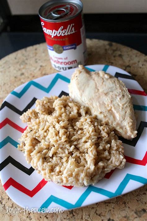 In a soup pot, veggies and garlic are sautéed in a little bit of olive oil. Campbell's One Dish Chicken and Rice Bake - Lovin' From ...