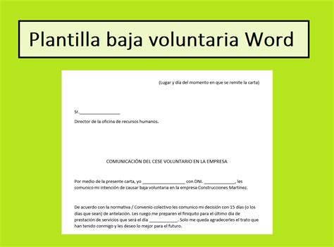 Plantilla Baja Voluntaria Word Actualizado January
