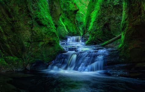 Wallpaper Greens Stream Stones Rocks Waterfall Scotland Craighat