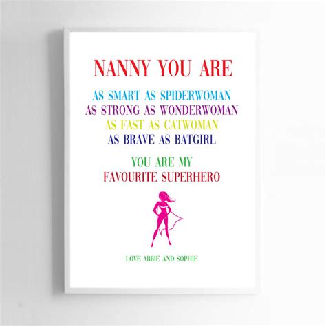 Nanny You Are My Superhero Personalised Nanny Sign By Liberty Bee