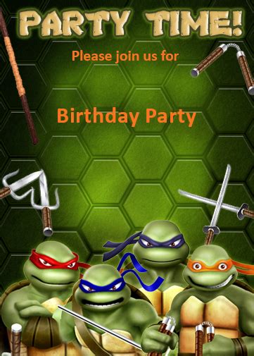 Teenage Mutant Ninja Turtles Invitations From Crazecards