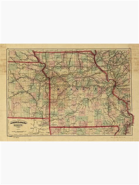 Vintage Missouri Railroad Map 1872 Poster For Sale By Bravuramedia