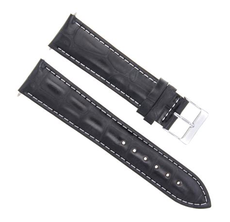 24mm Italian Leather Watch Band Strap For Pam 44mm Panerai Black White