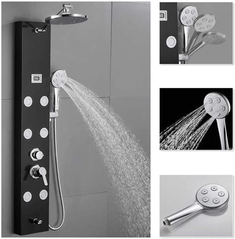 Stainless Steel Shower Panel Tower System Rainfall Shower 6 Body