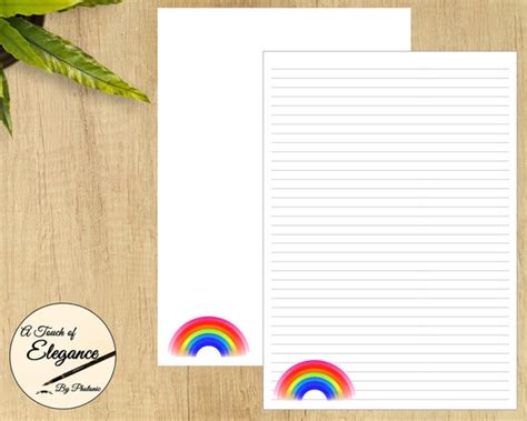 Rainbow Writing Paper Design Printable Paper Writing Sheets A4 Etsy Uk
