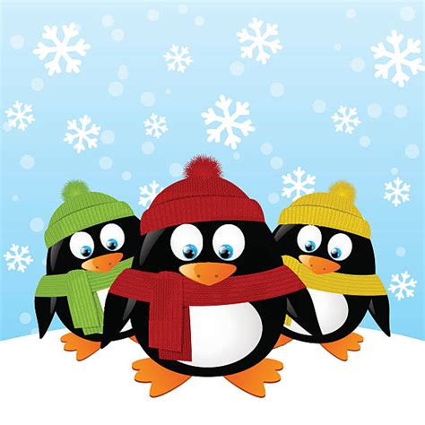Three Penguins In The Snow Illustrations Royalty Free Vector Graphics