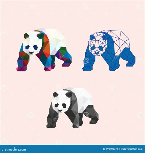 Low Poly Panda Polygonal Triangular Geometric Illustration Stock Vector