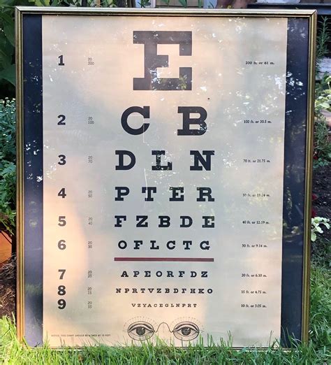 Vintage Doctors Eye Chart Poster In Gold Frame Under Glass Etsy Eye
