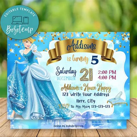 Paper And Party Supplies Cinderella Invite Cinderella Invitation Princess