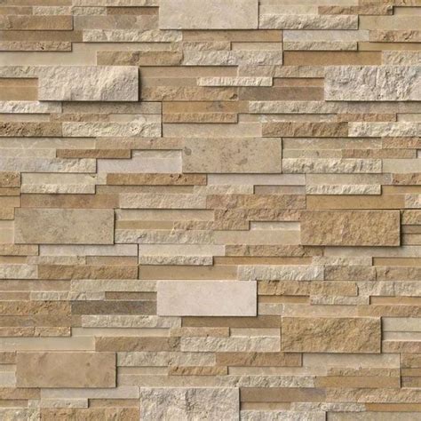Ivory And Noce Travertine Multi Blend 6x24 Stacked Stone Ledger Panel