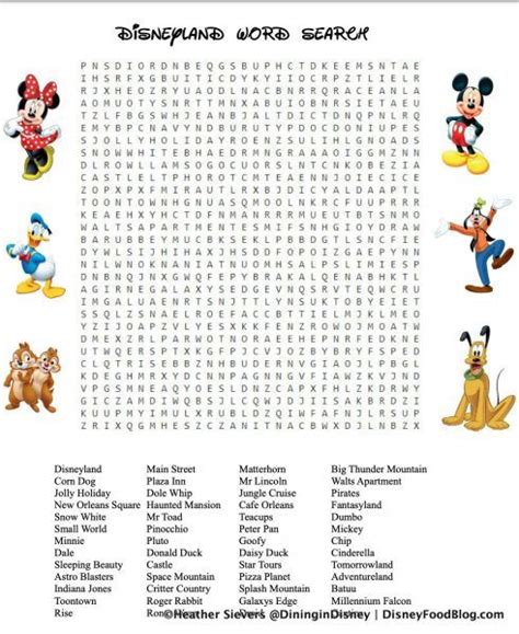 The Word Search For Disney World Is Shown In This Printable Activity