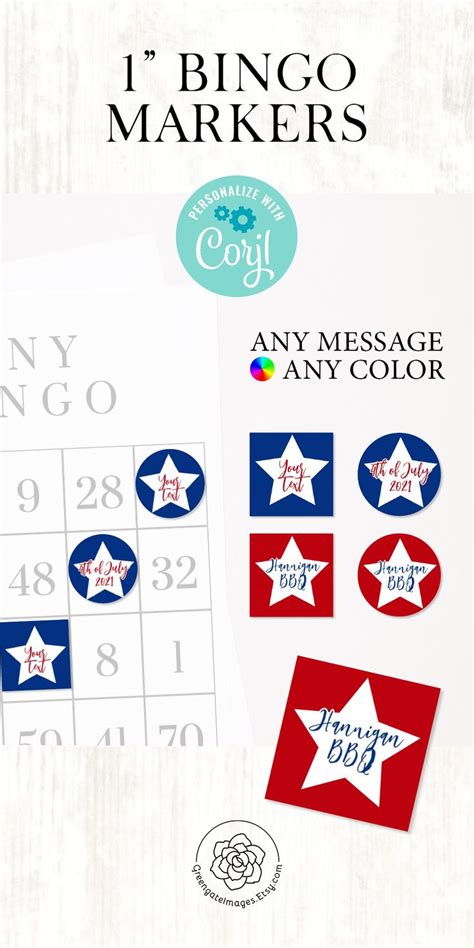 Bingo Markers 1 Inch Printable Squares 1 Inch Circle Punch Etsy In
