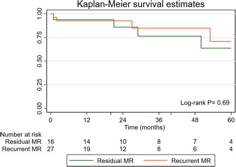 Kaplanmeier Survival Distribution In Patients With Residual Versus
