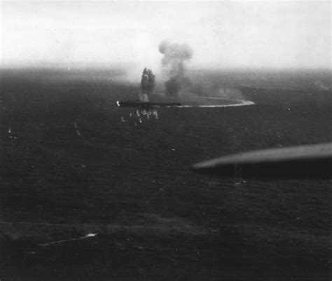 Japanese Carrier Shōkaku Making Evasive Maneuvers While Under Attack By