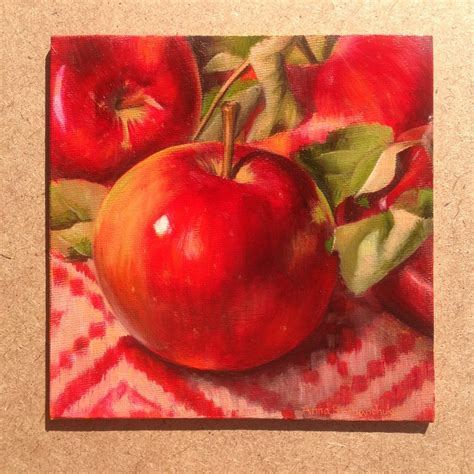 Red Apples Oil Paintings Original Art Harvest Apple Still Etsy