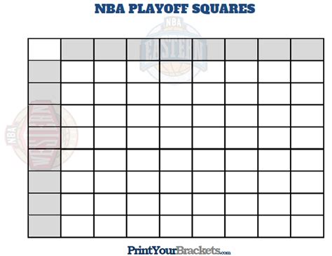 Printable Nba Playoff Squares Office Pool Basketball