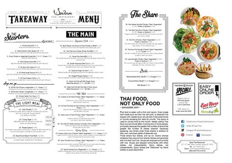 This plan is prepared to obtain a location for the initial launch of this concept. Swan Thai Restaurant : Logo & Takeaway Menu on Behance ...