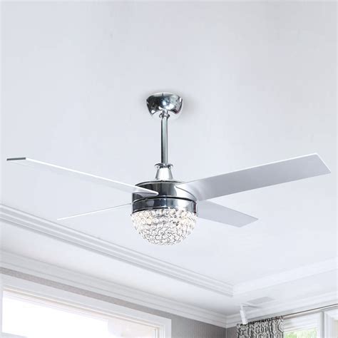 48 Contemporary Crystal Ceiling Fans With Lights And Remote Chandelier