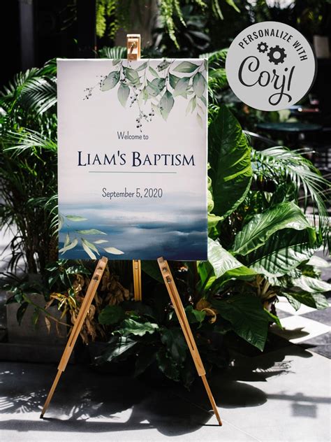 Water And Leaves Baptism Welcome Sign Lds Boy Baptism Sign Etsy