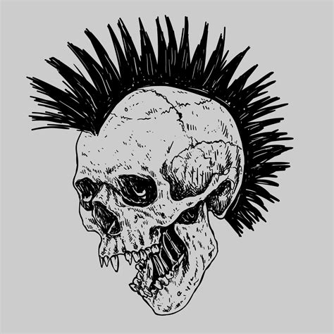 punk skull with mohawk hair 16416971 vector art at vecteezy