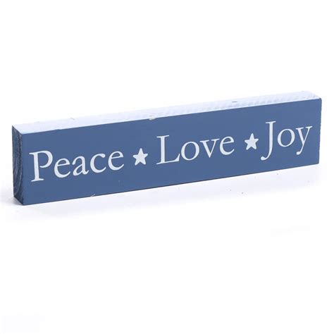 Peace Love Joy Chunky Wood Block Sign Table Decor Christmas And