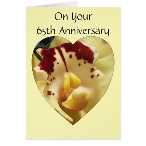 65th Wedding Anniversary Yellow Orchid Card Zazzle