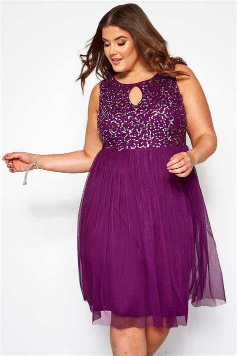 Luxe Purple Sequin Embellished Dress Yours Clothing