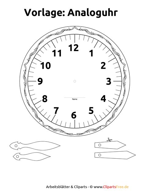 Uhren und uhrzeit arbeitsblätter lernuhr basteln. Ziffernblatt Druckvorlage für Grundschule