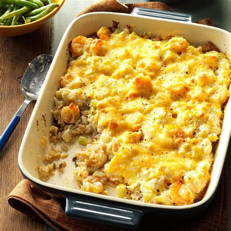 Seafood casserole is a great idea for when you have to feed a lot of people. Shrimp & Crab Casserole Recipe | Taste of Home